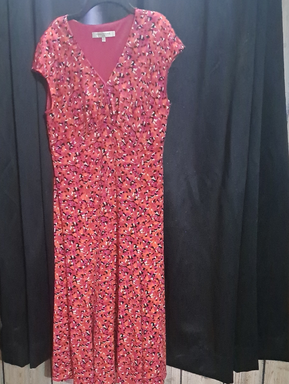 Evan Picone V-Neck Maxi Dress in Pink Floral Print